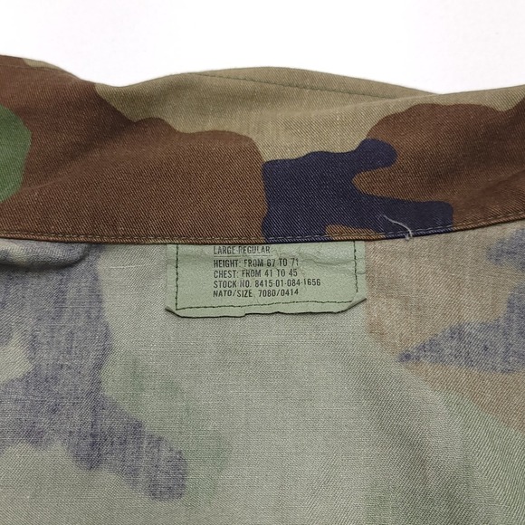 Vintage US Army Coat Shirt Large Green Combat Woodland Camo - Picture 7 of 7